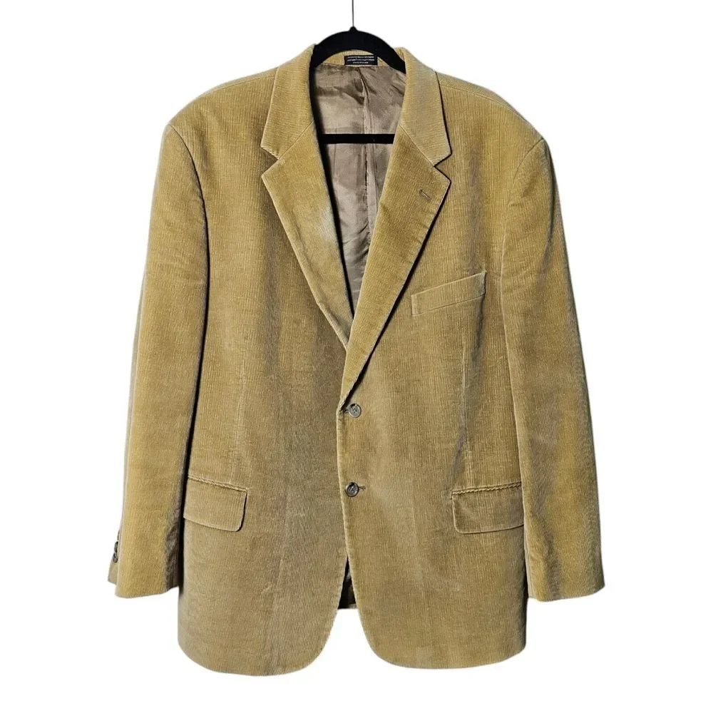 Evan Picone Men's Corduroy‎ Blazer Sport Coat Tan 46R Classic Old Money Country